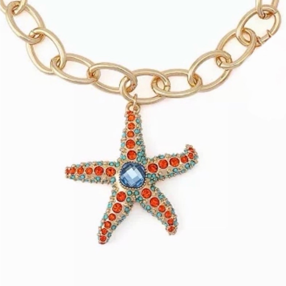 New ⚜️🧡⚜️ Betsey Johnson Gold Tone Starfish Pendant Necklace